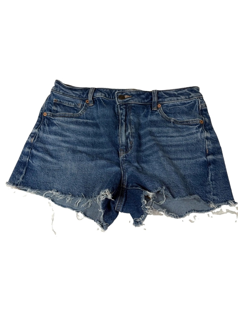 American Eagle Women’s Size 10 Mom Shorts Jean Dark Wash Blue Stretch #4292